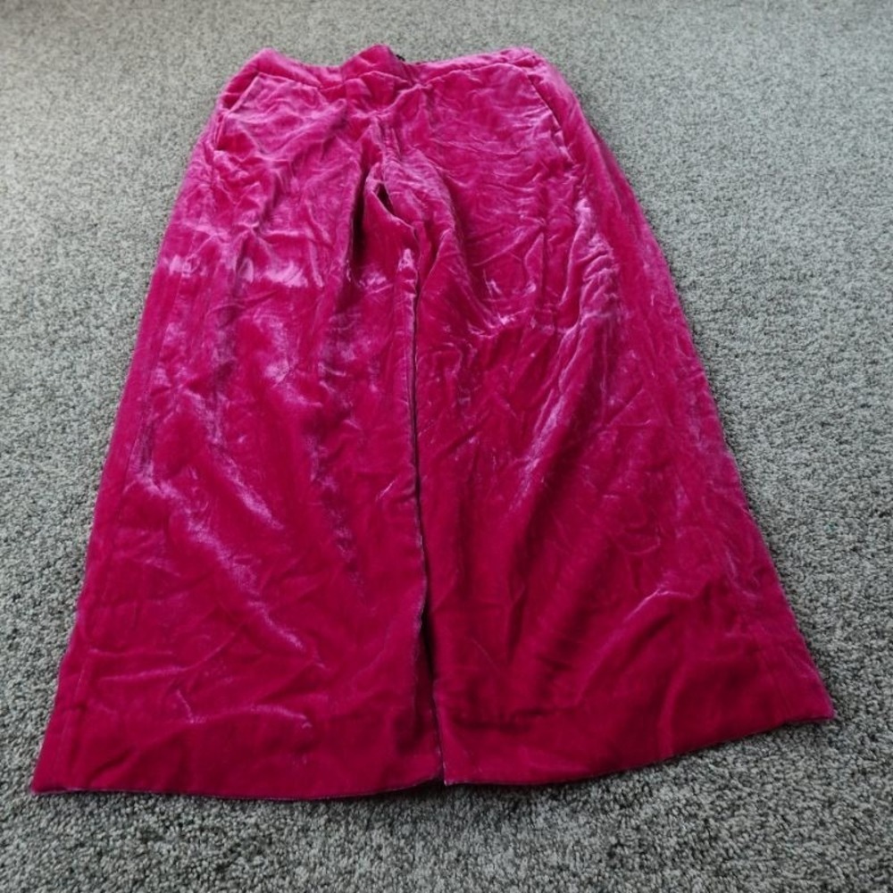 NEW J Crew Pants Womens 14 Pink Velvet Wide Leg High Rise Pull On Sweatpants‎